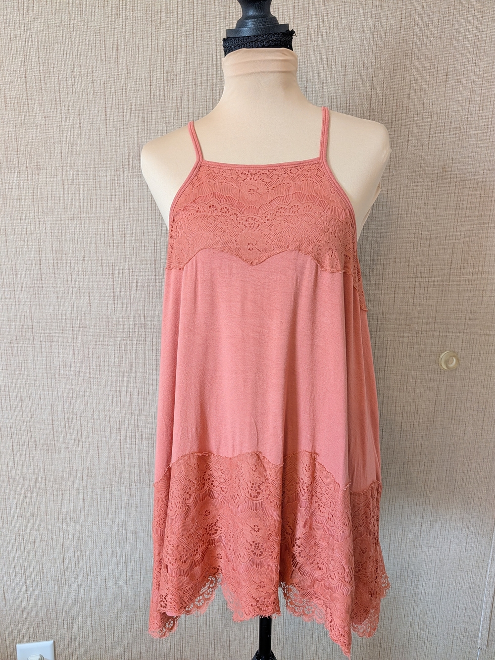 torrid Super Soft Lace-Trim Slip Dress in Dusty Coral